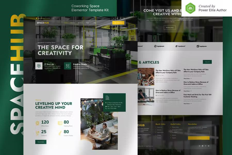 SPACEHUB – COWORKING & CREATIVE SPACE ELEMENTOR TEMPLATE KIT